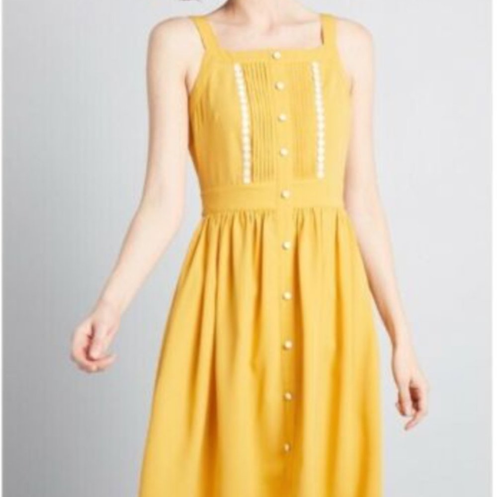 Modcloth Mustard A-Line Dress XXS, Never Worn
